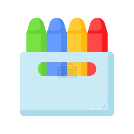 Téléchargez les illustrations : Attrapez cette icône étonnante de couleurs crayon, outils de dessin, équipement de papeterie - en licence libre de droit
