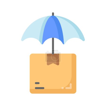 Ilustración de Package parcel under umbrella showing concept icon of package insurance, parcel safety vector - Imagen libre de derechos
