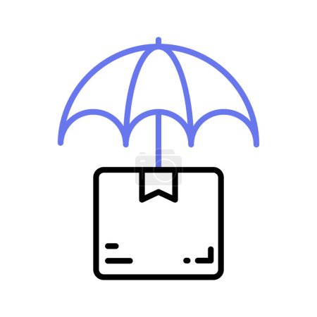 Ilustración de Package parcel under umbrella showing concept icon of package insurance, parcel safety vector - Imagen libre de derechos