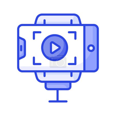 Illustration for Video blog recording on mobile phone, icon of vlogging in trendy style - Royalty Free Image
