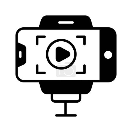 Illustration for Video blog recording on mobile phone, icon of vlogging in trendy style - Royalty Free Image