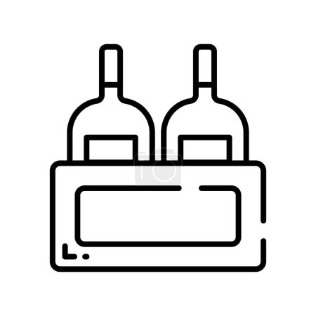 Téléchargez les illustrations : Icône modifiable de la caisse de bouteilles de vin, bouteilles de bière à l'intérieur de la caisse en bois - en licence libre de droit