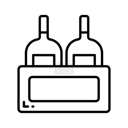 Téléchargez les illustrations : Icône modifiable de la caisse de bouteilles de vin, bouteilles de bière à l'intérieur de la caisse en bois - en licence libre de droit