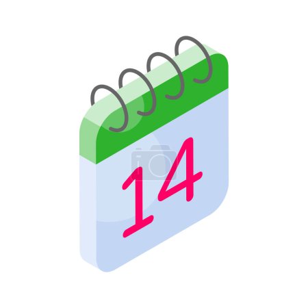 Illustration for Grab this isometric icon of valentine day calendar, vector of valentine date - Royalty Free Image