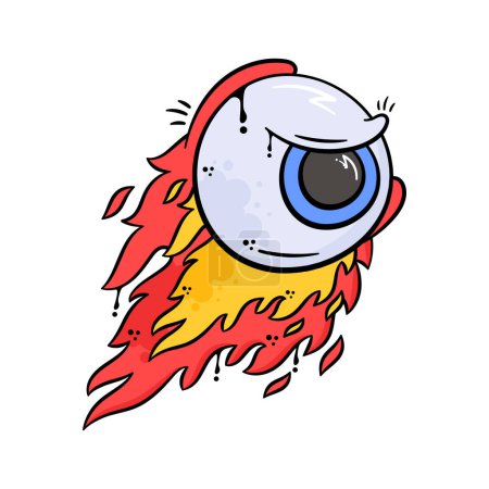 Illustration for Take a glimpse at this creatively designed flaming eyeball in cartoon style - Royalty Free Image