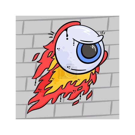 Illustration for Take a glimpse at this creatively designed flaming eyeball in cartoon style - Royalty Free Image