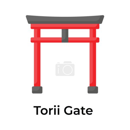 Ilustración de Diseño vectorial de puerta Torii en estilo moderno aislado sobre fondo blanco - Imagen libre de derechos