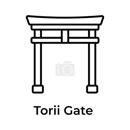 Ilustración de Diseño vectorial de puerta Torii en estilo moderno aislado sobre fondo blanco - Imagen libre de derechos
