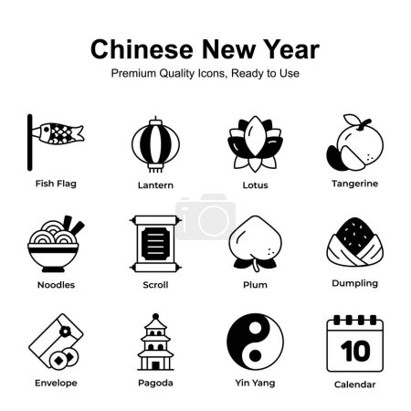 Illustration for Grab this beautifully designed chinese new year icons set - Royalty Free Image