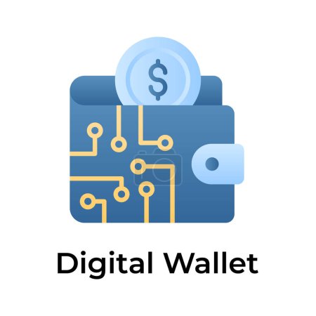 Illustration for Trendy icon of digital wallet, online payment, ewallet, business and finance vector - Royalty Free Image