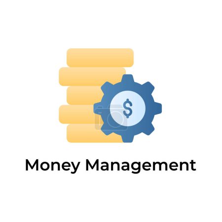Coins stack with gear showing concept icon of money management
