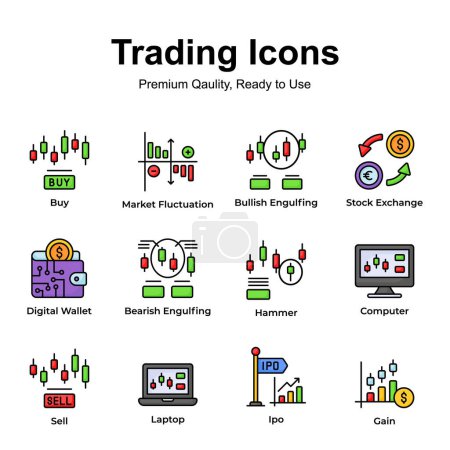 Illustration for Premium quality pack of trading icons, ready to use and download - Royalty Free Image