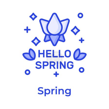 Flower with leaves denoting concept icon of spring season, hello spring icon design