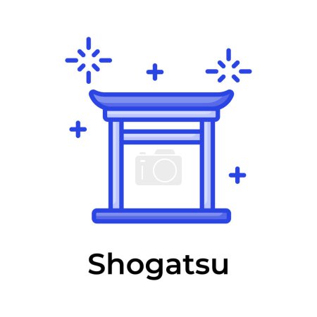 Ilustración de Icono de año nuevo japonés en un estilo único, diseño de vectores Shogatsu - Imagen libre de derechos