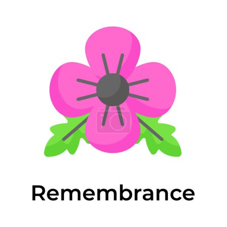 Un icono de flor de amapola que muestra el icono del concepto del día del recuerdo