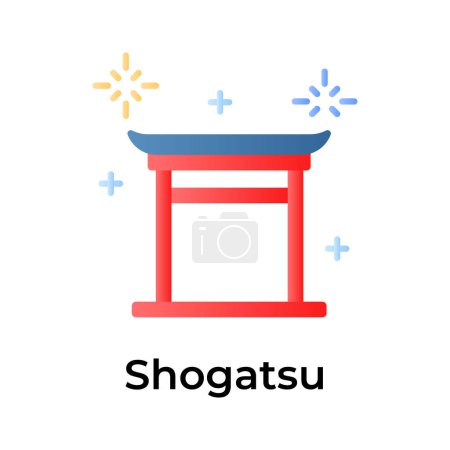 Japanese new year icon in unique style, Shogatsu vector design