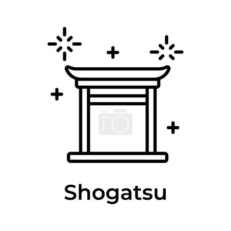 Ilustración de Icono de año nuevo japonés en un estilo único, diseño de vectores Shogatsu - Imagen libre de derechos