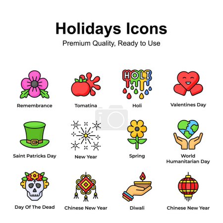 Illustration for Premium quality holidays icons set, ready to use in websites and mobile apps - Royalty Free Image