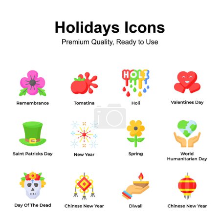 Illustration for Premium quality holidays icons set, ready to use in websites and mobile apps - Royalty Free Image