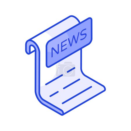 Illustration for An amazing isometric icon of news paper in trendy isometric style, ready for premium use - Royalty Free Image