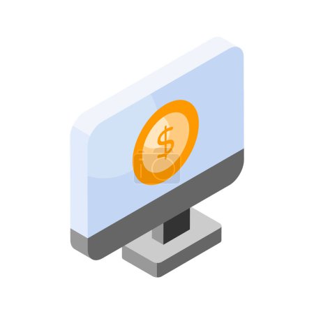 Pay per click, dollar coin inside monitor, Ppc or cost per click vector