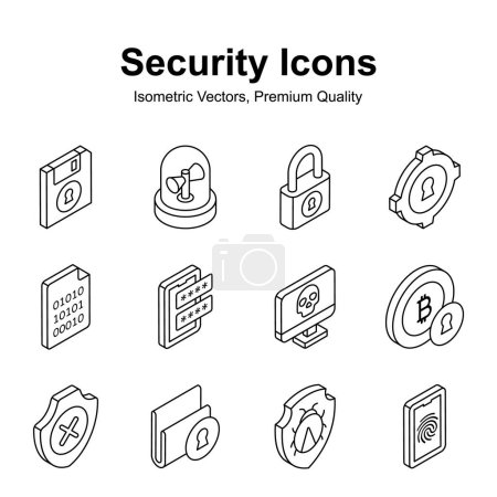 Obtenga estos iconos de seguridad visualmente atractivos en estilo isométrico, listos para usar y descargar
