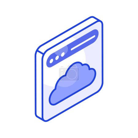 Cloud inside website isometric icon of cloud website, ready to use vector