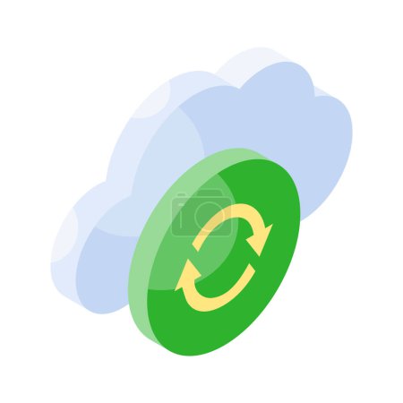 Cloud sync, arrows with cloud, isometric icon of cloud update, easy to use vector