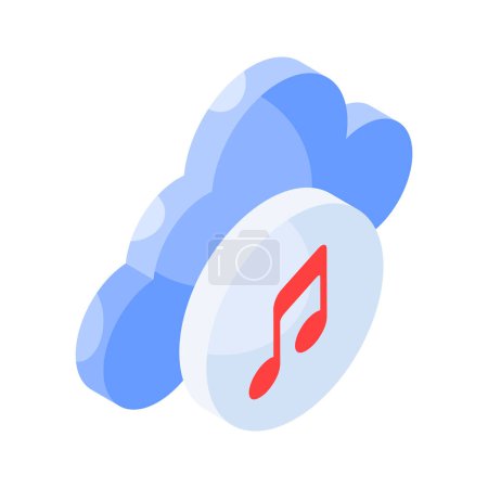 Téléchargez les illustrations : Icône isométrique créative de la musique cloud, prête à l'emploi dans les sites Web et les applications mobiles - en licence libre de droit