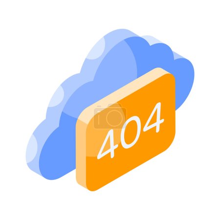 404 error with cloud showing concept isometric icon of cloud error
