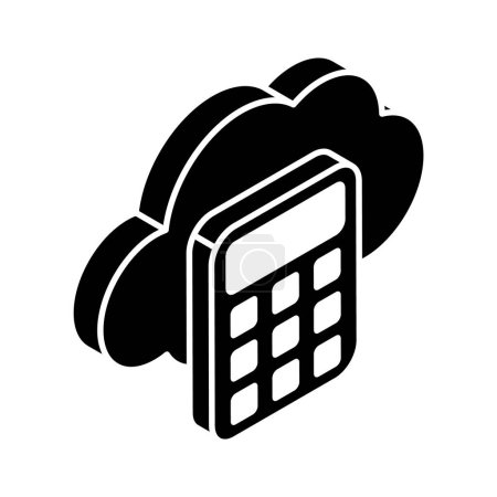 Téléchargez les illustrations : Calculatrice avec cloud, conception vectorielle de calcul cloud, icône de calculatrice cloud - en licence libre de droit