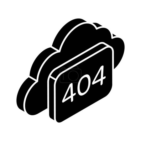 404 error with cloud showing concept isometric icon of cloud error