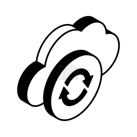 Cloud sync, arrows with cloud, isometric icon of cloud update, easy to use vector