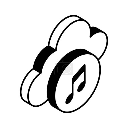 Téléchargez les illustrations : Icône isométrique créative de la musique cloud, prête à l'emploi dans les sites Web et les applications mobiles - en licence libre de droit
