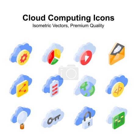 Illustration for Get your hold on this creative cloud computing isometric vectors set, ready for premium use - Royalty Free Image