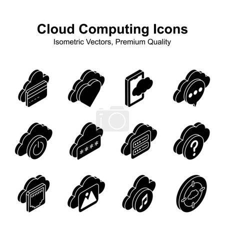 Ilustración de Echa un vistazo a este conjunto de vectores isométricos de computación en nube visualmente atractivos - Imagen libre de derechos