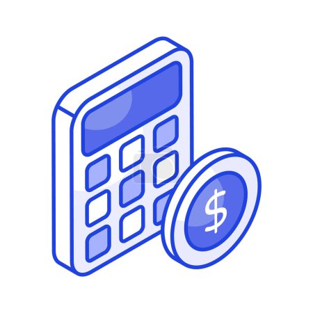 Calculatrice avec vecteur de concept comptable, icône de calcul de l'argent