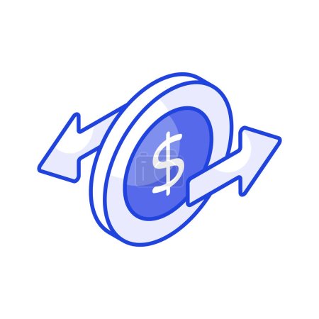 Une icône moderne du flux d'argent dans le style isométrique, conception vectorielle d'investissement