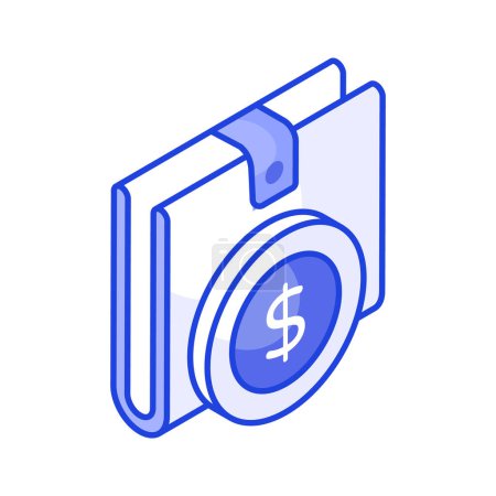 Isometric vector of cash wallet, icon of wallet having currency in editable style