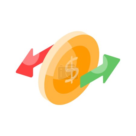 Eine moderne Ikone des Geldflusses im isometrischen Stil, Investitionsvektordesign