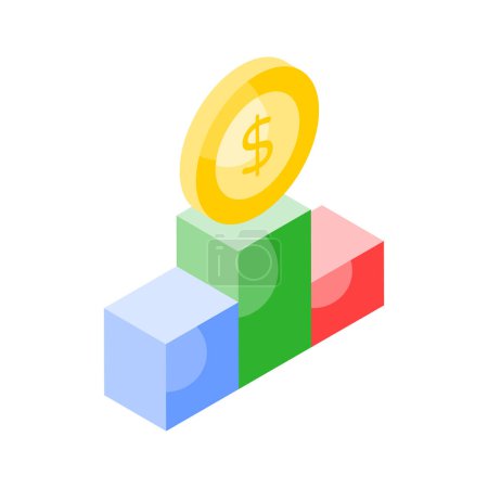 An amazing isometric icon of financial podium in modern design style
