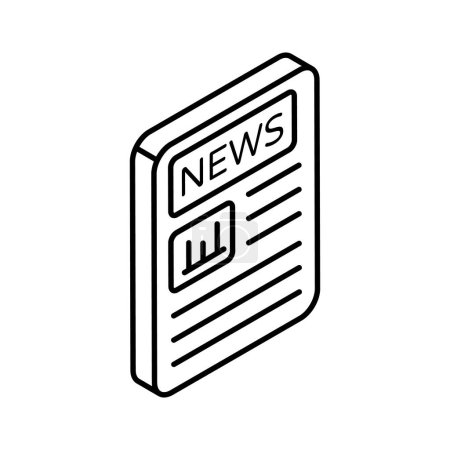 Illustration for An amazing isometric icon of news paper in trendy style - Royalty Free Image