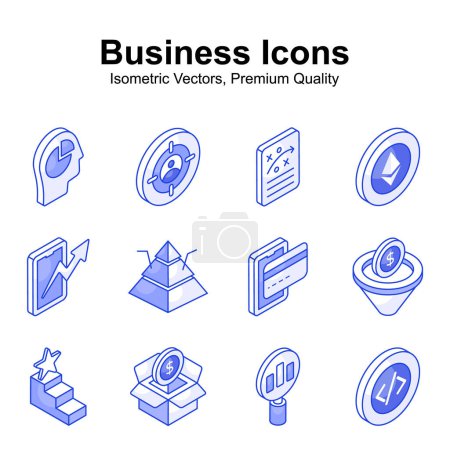 Ilustración de Echa un vistazo a este atractivo conjunto de iconos isométricos de negocios y finanzas - Imagen libre de derechos