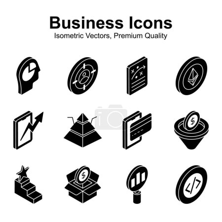 Ilustración de Obtenga este increíble negocio y financiar iconos establecidos en estilo isométrico de moda, listo para usar en sitios web y aplicaciones móviles - Imagen libre de derechos