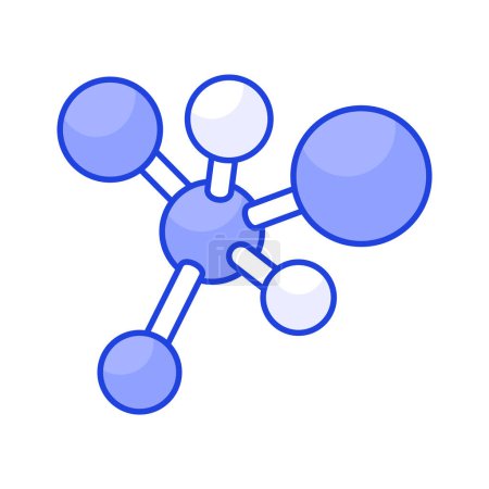 Ilustración de Icono bellamente diseñado de moléculas en estilo isométrico moderno, red molecular - Imagen libre de derechos