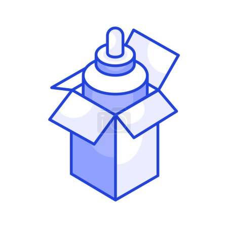 An isometric icon of dropper bottle in modern design style