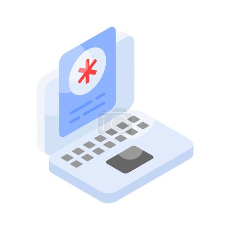 Illustration for An isometric icon of online health checkup in modern design style - Royalty Free Image