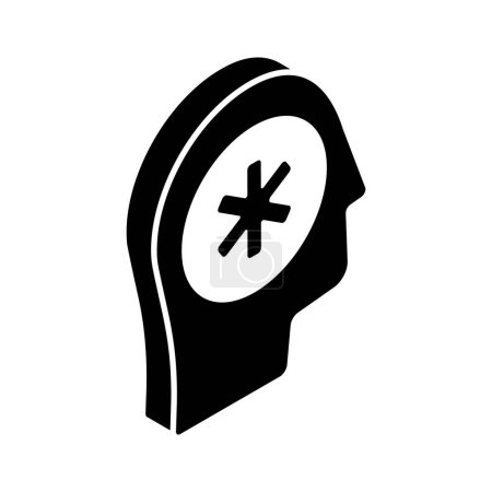 Medical sign inside human mind showing concept isometric icon of mental health