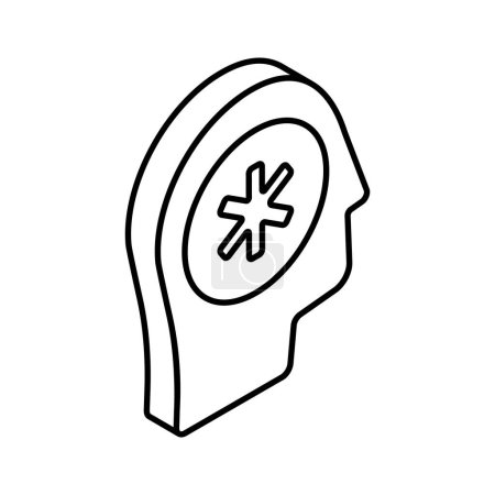 Medical sign inside human mind showing concept isometric icon of mental health