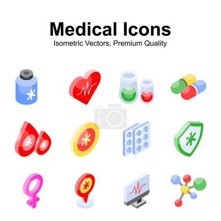 Get your hold on this beautiful designed medical and healthcare isometric icons